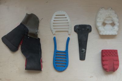 Textile uppers, frame, core, outsole