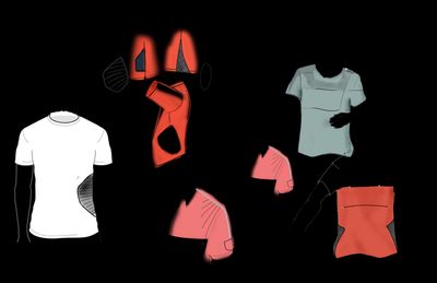 Early digital sketches of a sports shirt