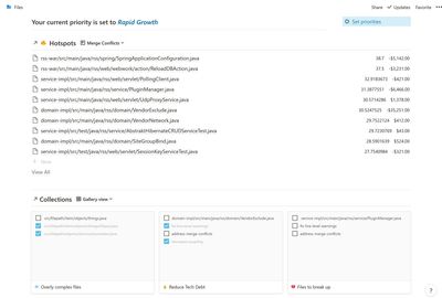 Progressive disclosure of a simplified view displaying a single weighted aggregate metric score for each file, hiding other layers of detail away. (Notion prototype)